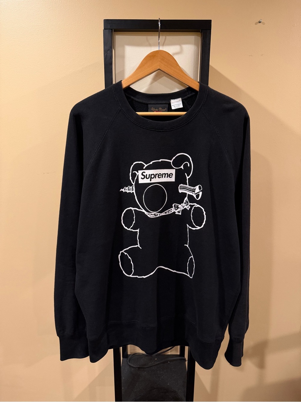 Supreme x Undercover SS15 Bear Box Logo Black Crewneck Sweatshirt